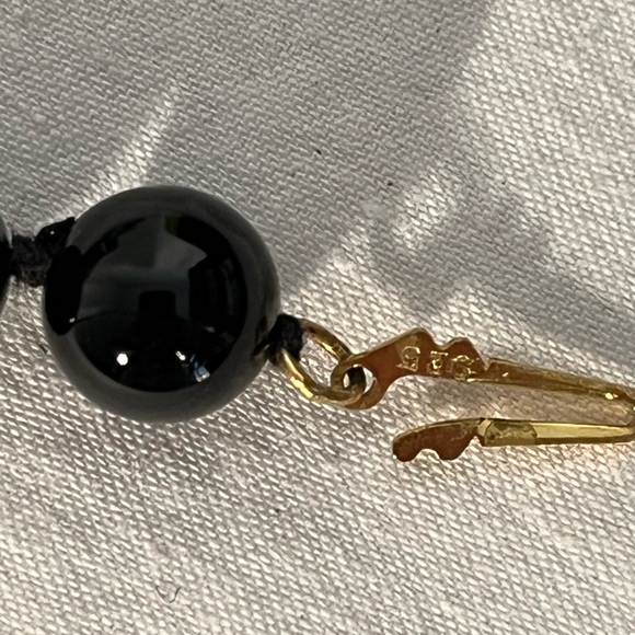 Black onyx beaded bracelet gold plated 925 filigree clasp - Picture 3 of 5